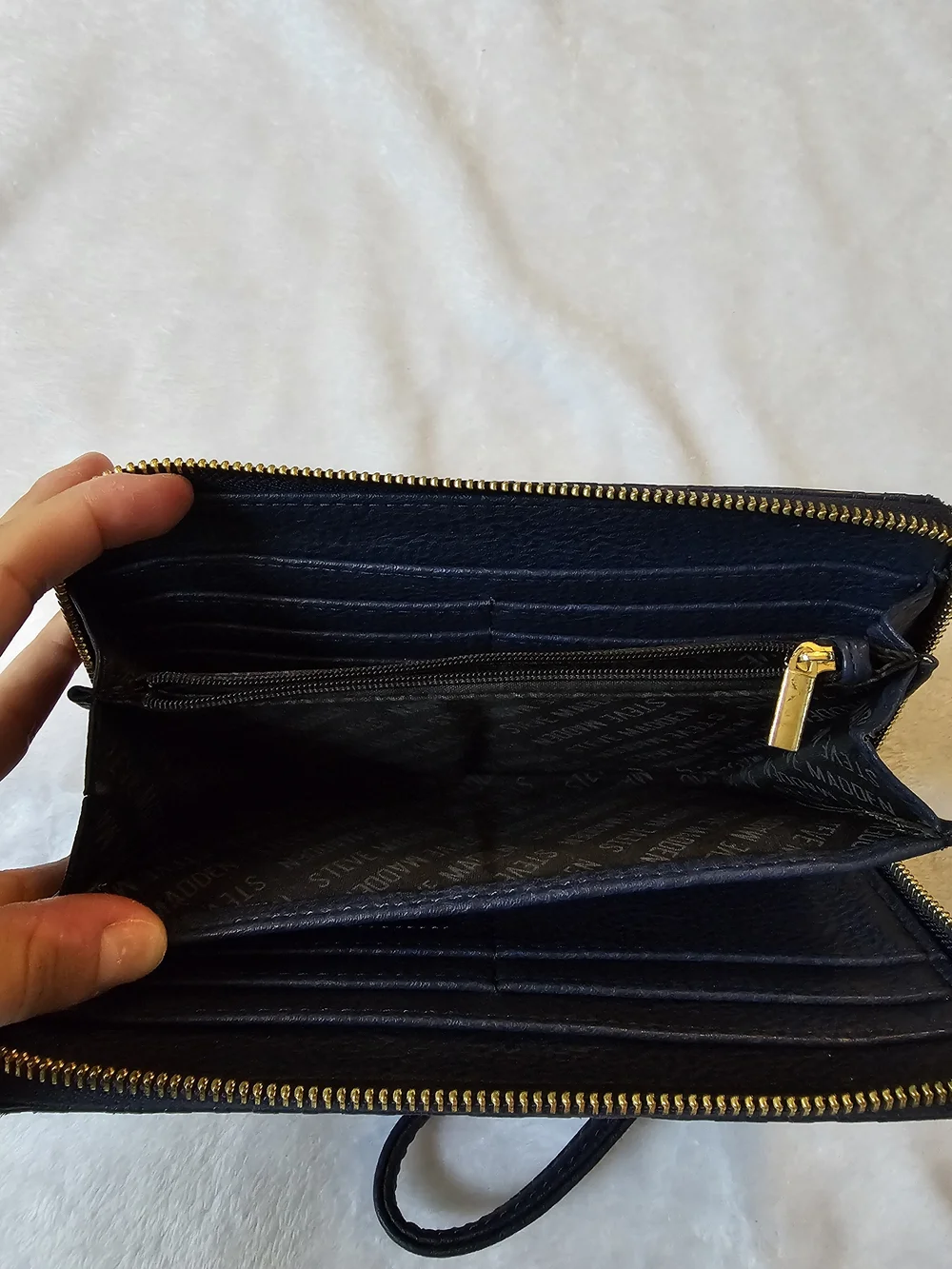 Steve Madden Navy Embossed Wristlet Wallet